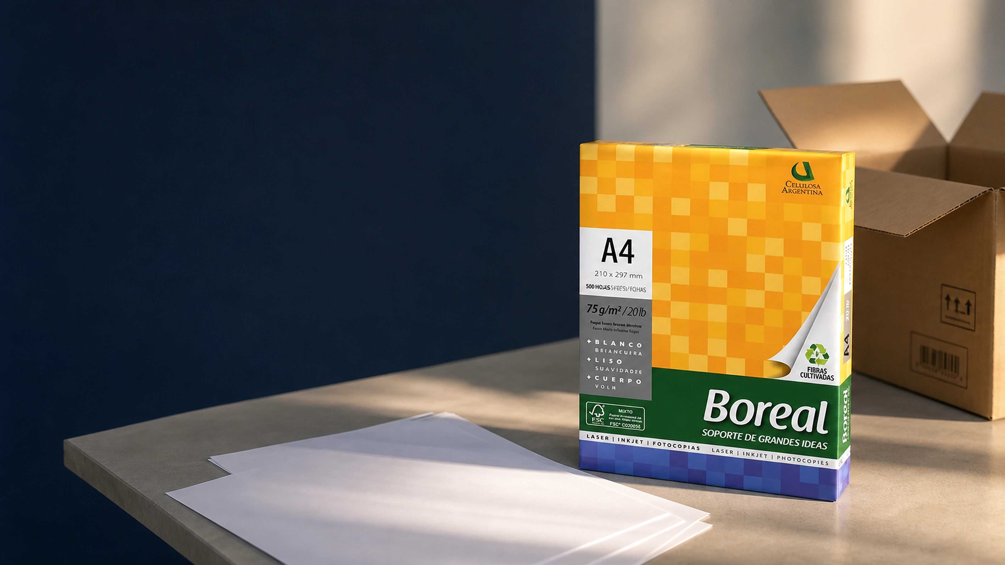 Boreal · Papel A4 em composição institucional